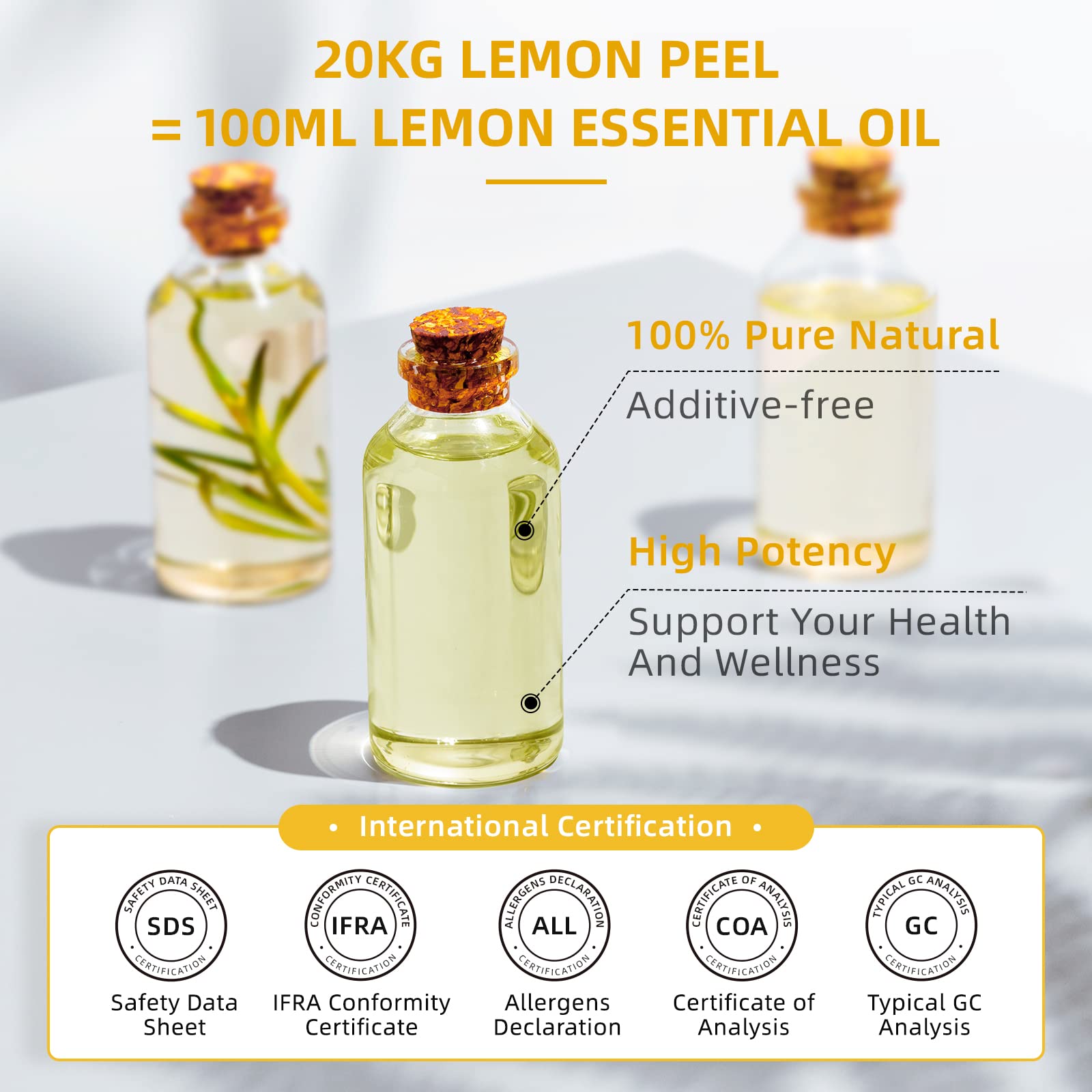HIQILI 16 Fl Oz Lemon Essential Oil, 100% Pure Undiluted for Skin, Cleaning, Diffuser - 500ML