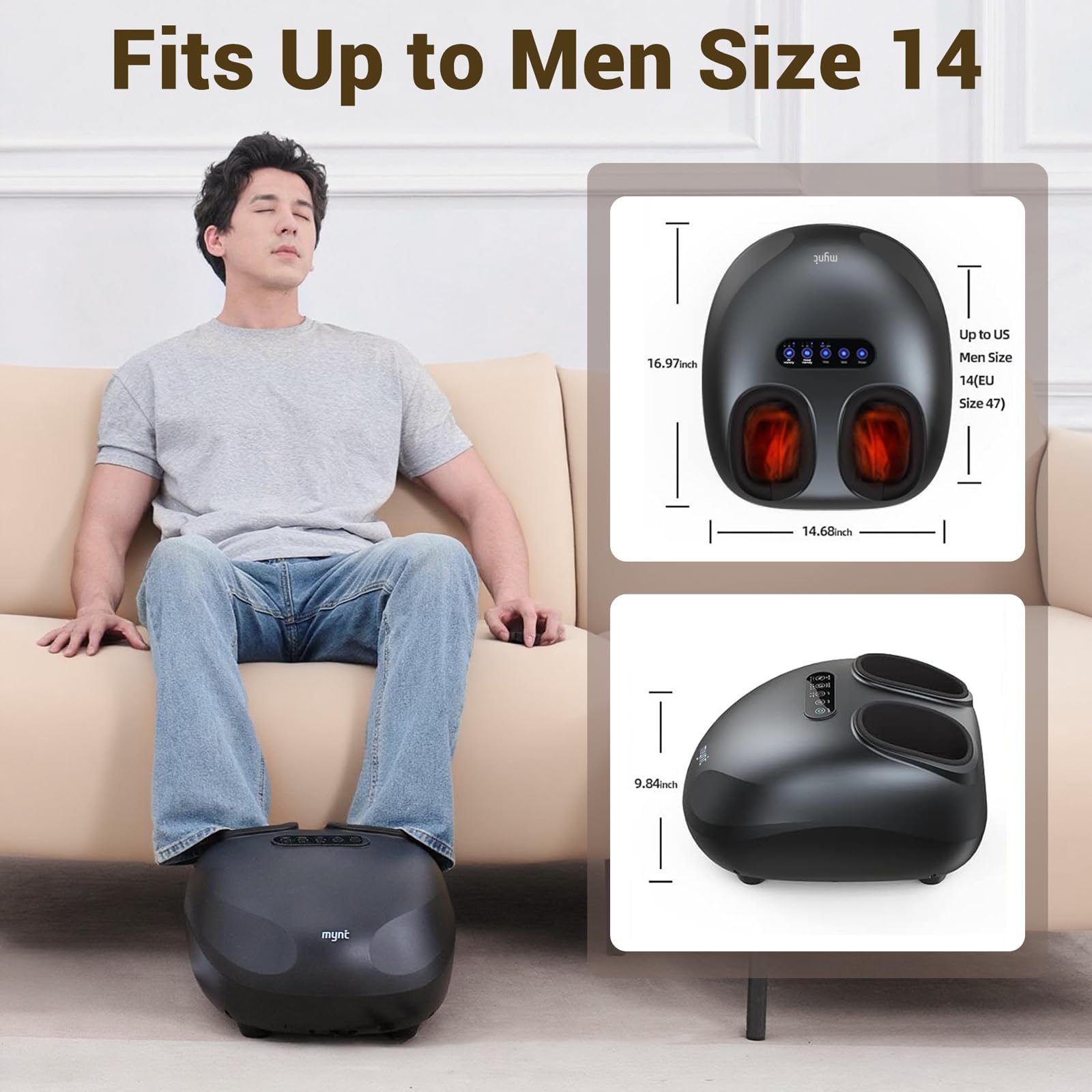 Mynt Foot Massager with Heat, FSA Eligible HSA Approved Shiatsu Foot Massager for Plantar Fasciitis & Daily Relaxation, Multi-Mo