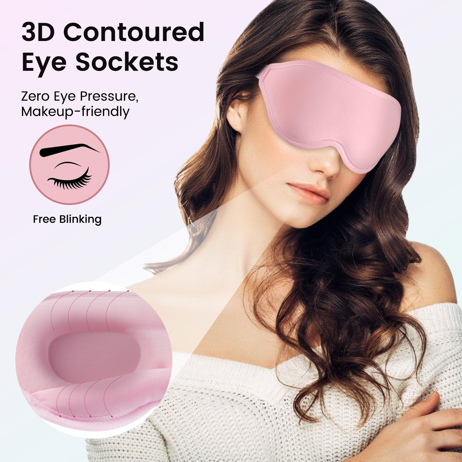 Audree Sleep Mask - Eye Mask for Sleeping light blocking, 3D Contoured Sleeping Mask, Soft Eye Shade Cover for Travel Yoga Nap,