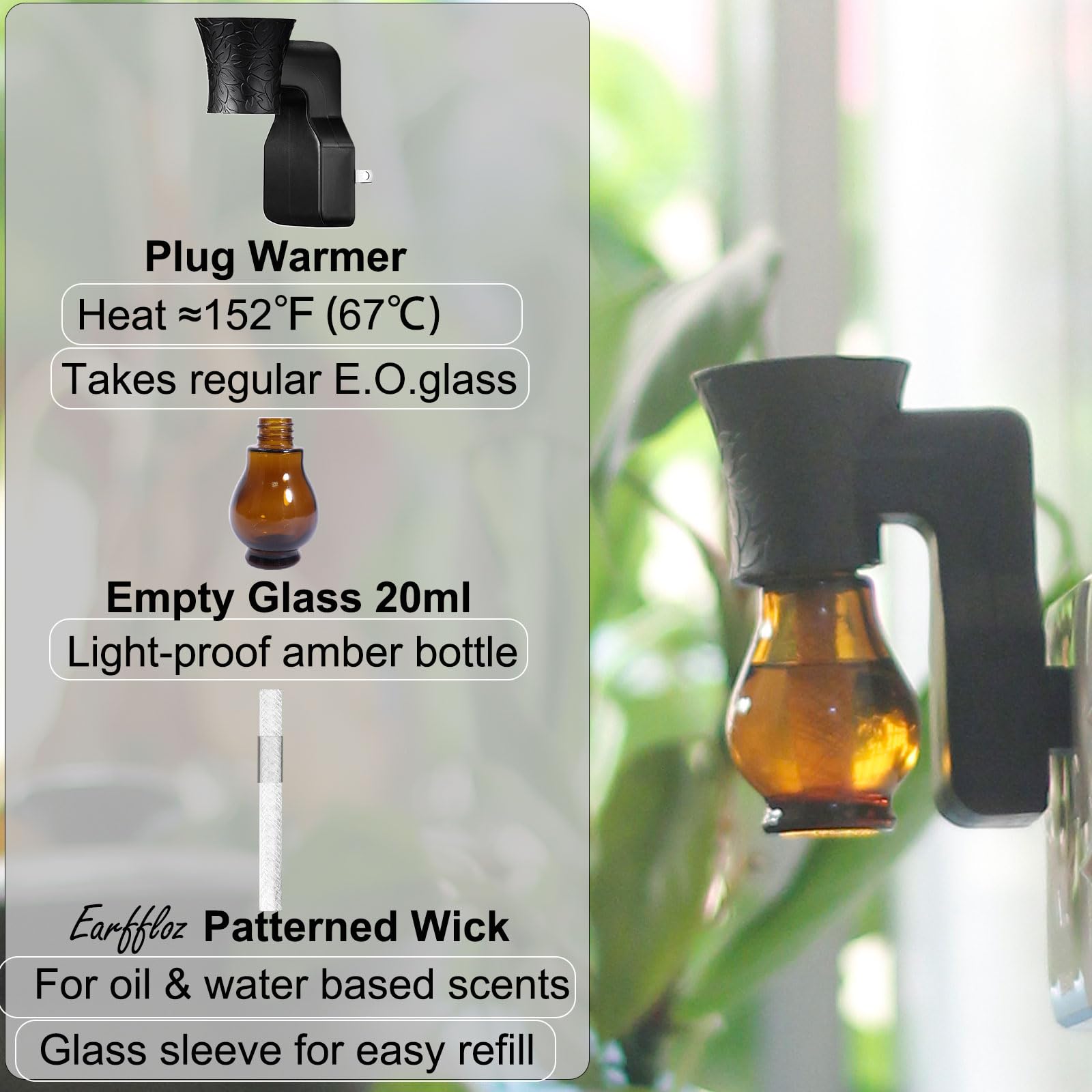Earffloz Blank Plug-in Air Freshener 4 Sets Empty Wall Plug Oil Diffuser for DIY Characteristic Home Scent from Natural Essentia