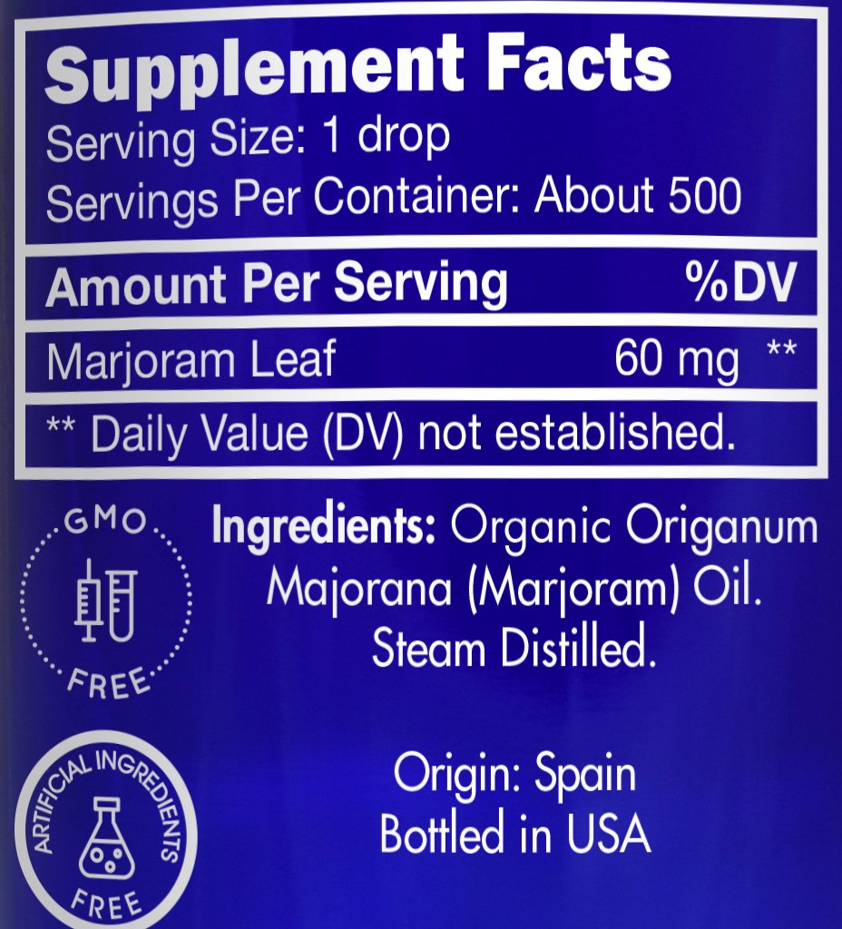 Organic, Marjoram Essential Oil, Food Grade - 100% Pure, Sweet Marjoram Essential Oil, by Zongle Therapeutics, 1 OZ