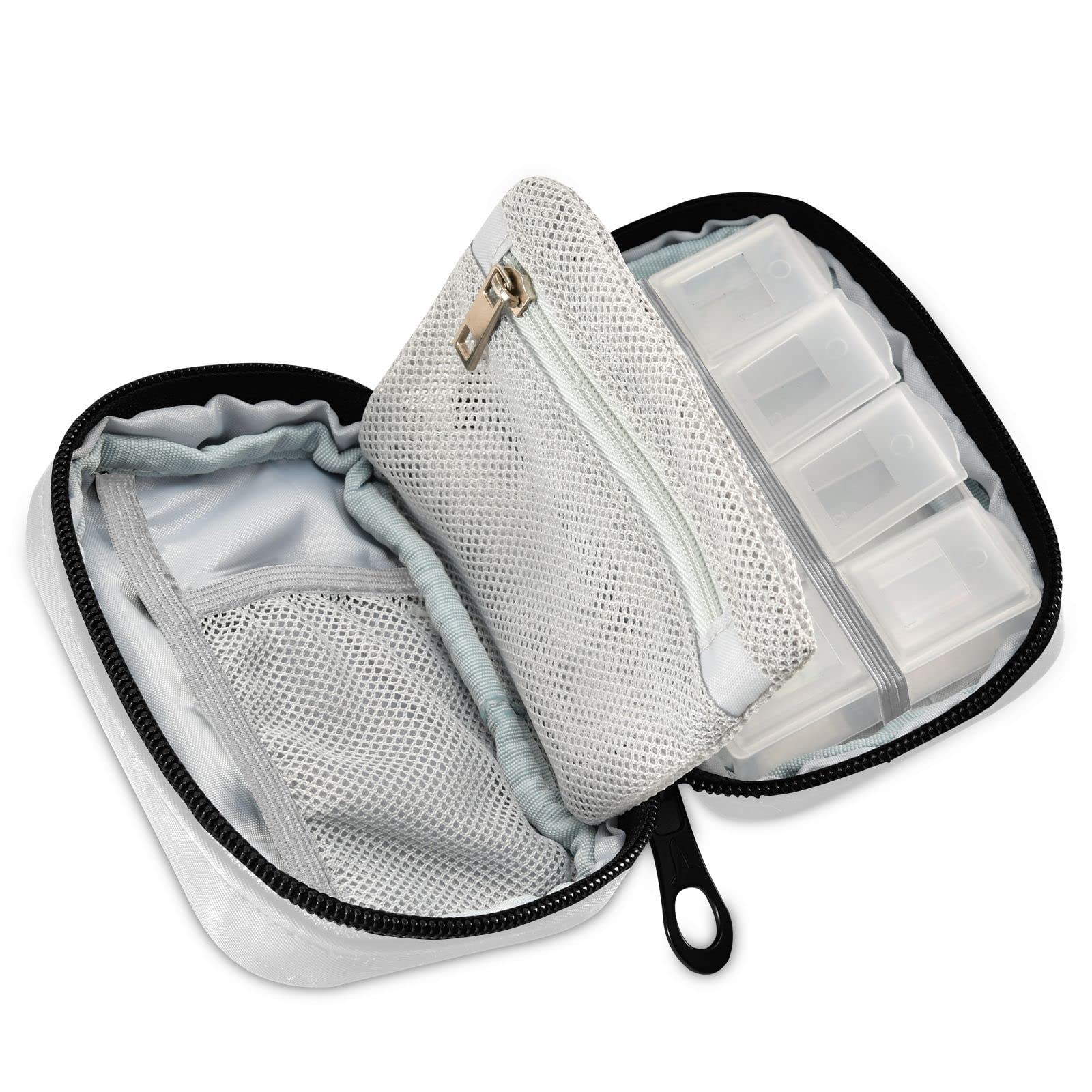 Pill Organizer Funny Medicine Pill Box 7 Day Pill Case Bag Travel Pill Organizer Bag with Zipper Portable Weekly Case Compact Si