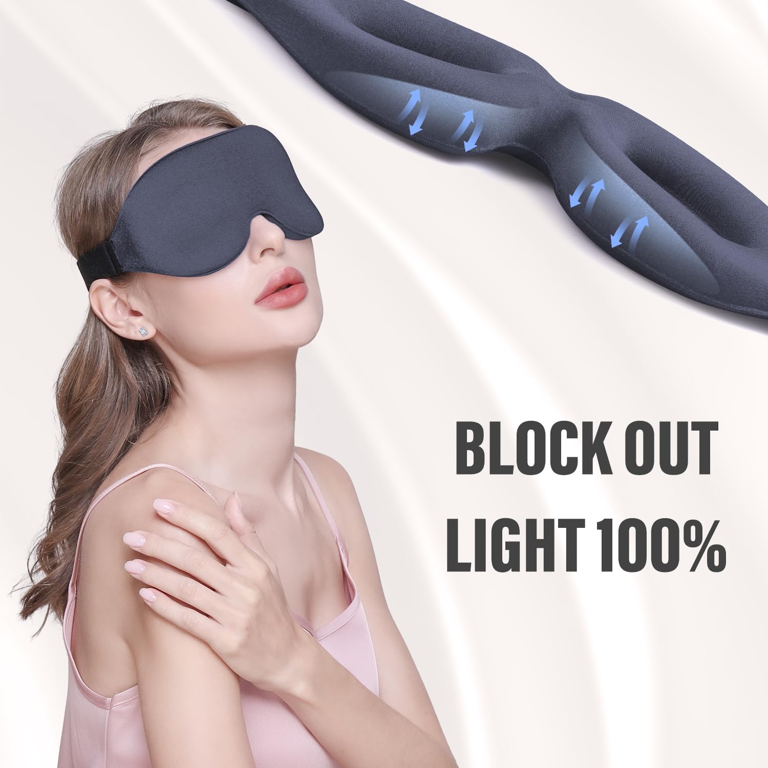 YIVIEW Sleep Mask for Side Sleeper, Complete Light Blocking 3D Sleeping Eye Mask, Soft Breathable Eye Cover for Women Men, Relax