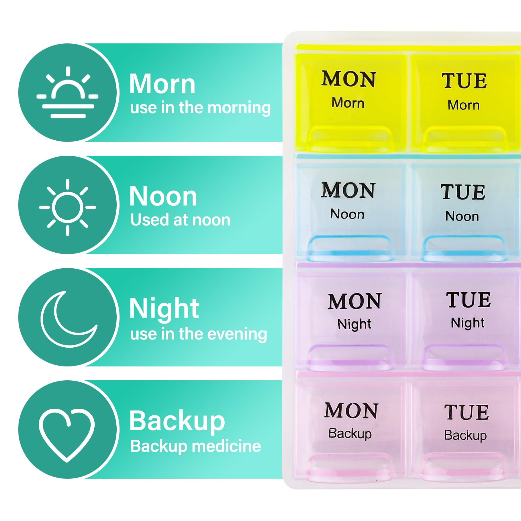 Large Weekly Pill Organizer 4 Times A Day, Medicine Cases,Moisture-Proof 7 Day Pill Box, Travel Pill Cases Portable for Pills Vi