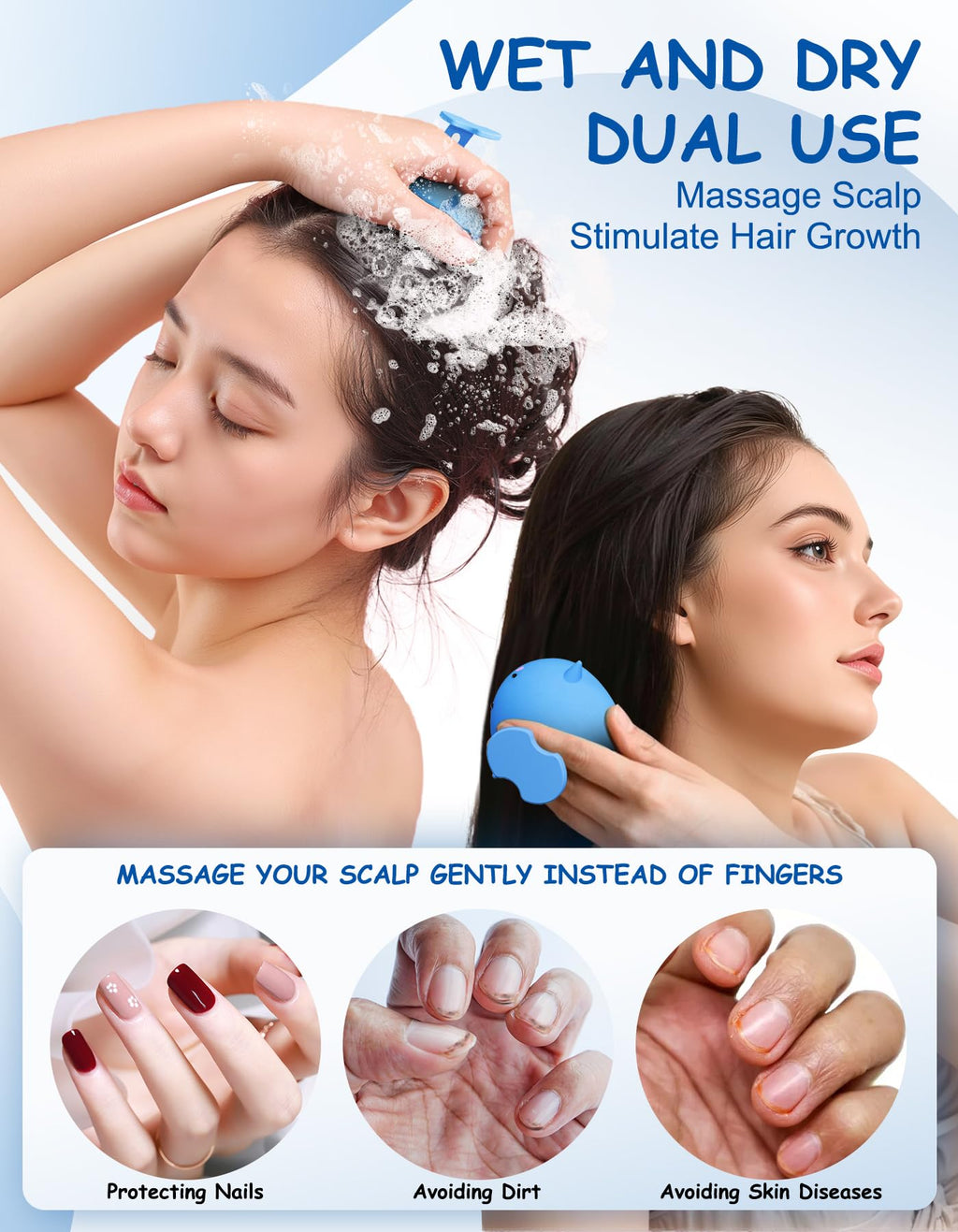 Scalp Massager Hair Growth Shampoo Brush, Silicone Scalp Scrubber Shower Scalp Brush for Hair, Head Massager Scalp Exfoliator fo