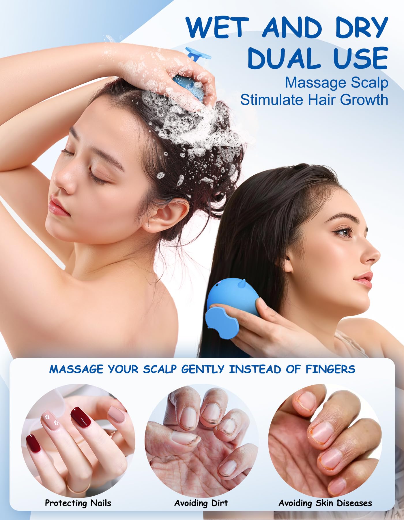 Scalp Massager Hair Growth Shampoo Brush, Silicone Scalp Scrubber Shower Scalp Brush for Hair, Head Massager Scalp Exfoliator fo
