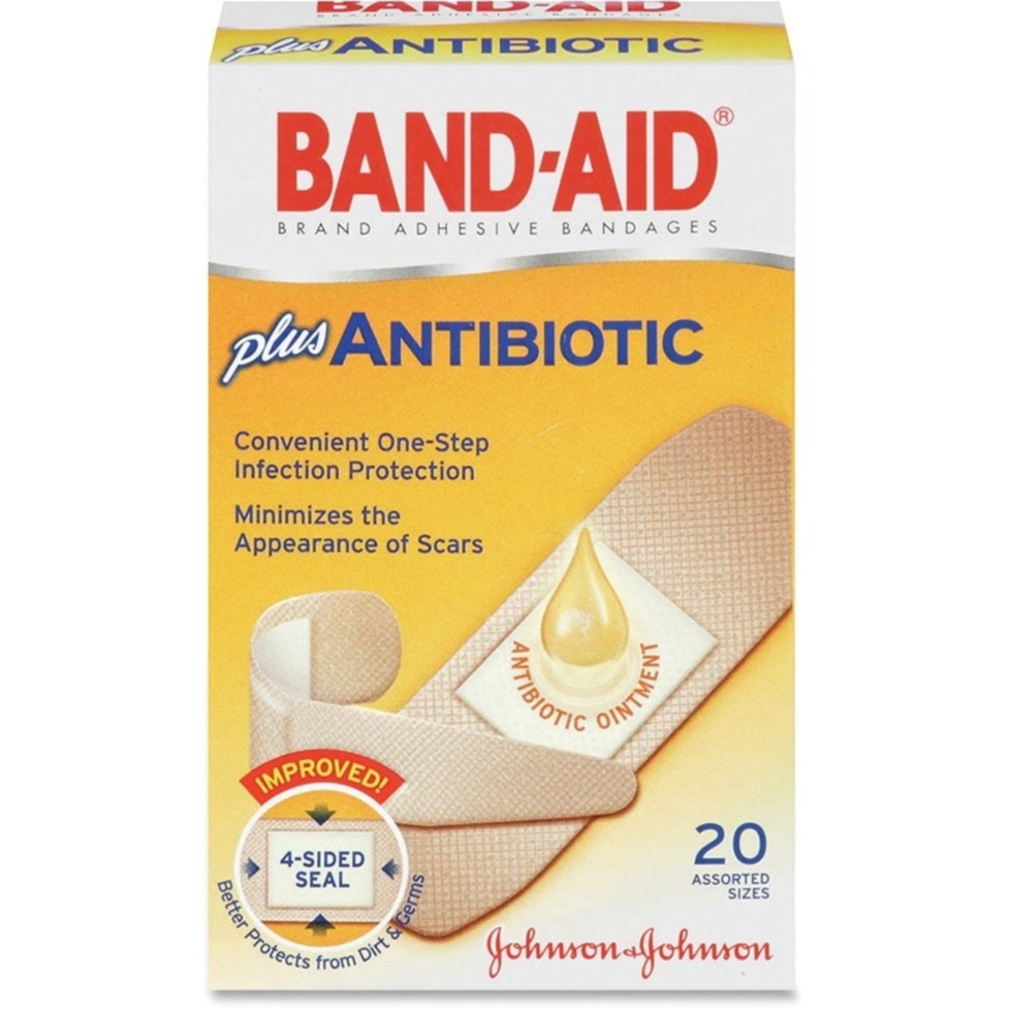 Band-Aid - 5570 Brand Bandages with Neosporin Antibiotic Ointment, Assorted Sizes, 20 ct