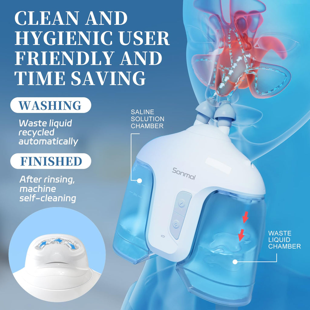 Nasal Irrigation System with 50 Salt Packets (Blue), Sinus Rinse Machine, Nose Cleaner for Sinus Adult, Nose Washer Nasal Rinsin