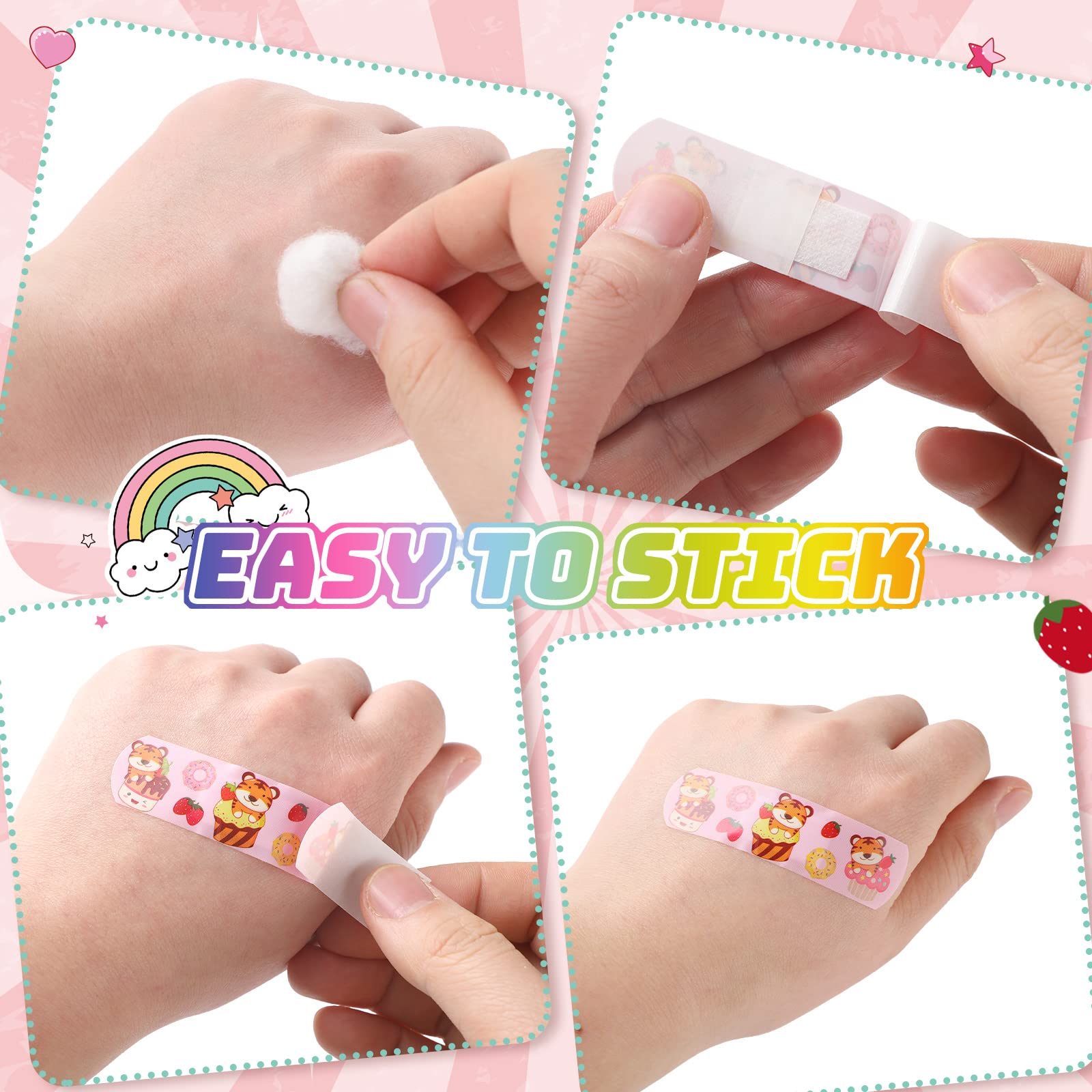 Kids Adhesive Bandages Bulk Cute Cartoon Bandages for Kids Waterproof Breathable Protect Scrapes and Cuts for Girls Boys Childre