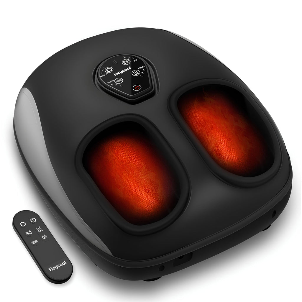 Heycool Shiatsu Foot Massager, Electric Foot Massager Machine with Heat, Deep Kneading, Compression, Vibration, Remote Control, 