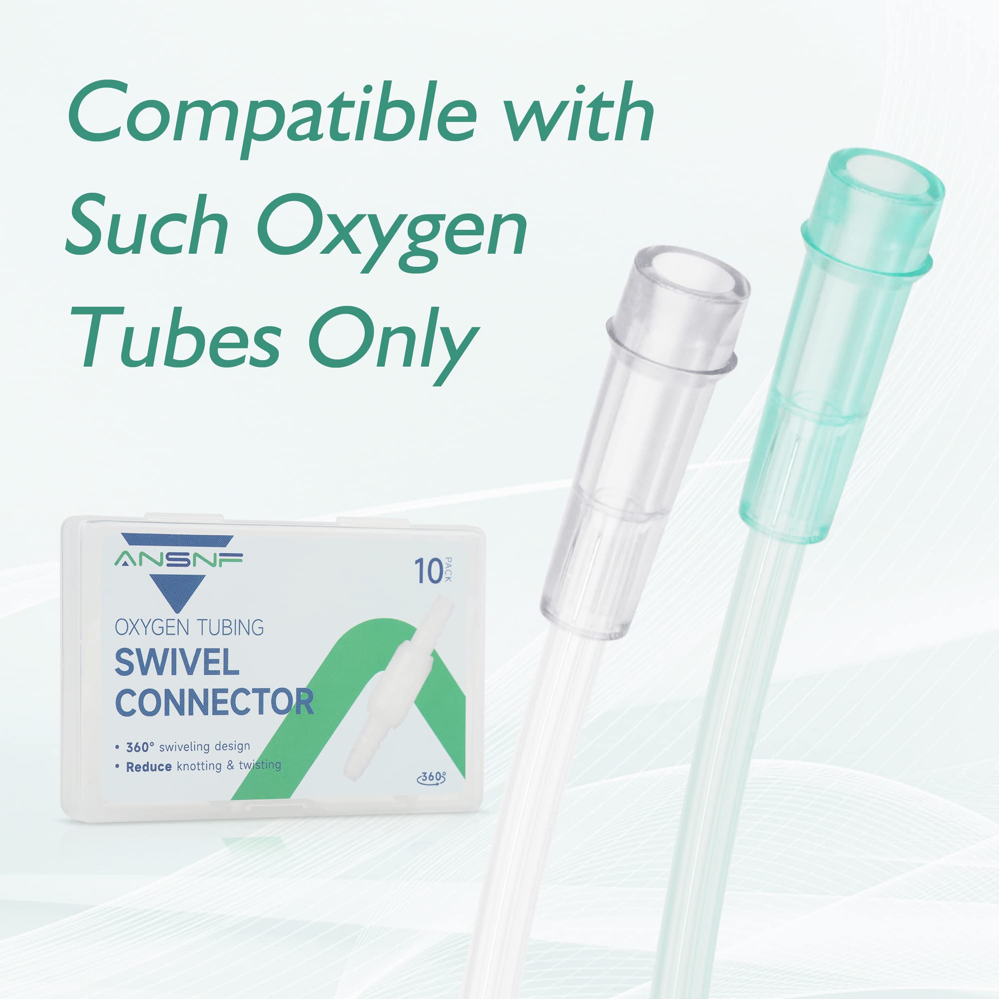 ANSNF Oxygen Tubing Connector, 360 Rotation Cannula Connector Oxygen Connector Avoid Tangles, Tubing Swivel Connector O2 Connect