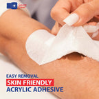 GauzeCare Island Dressing 4x4 inch 28 Pcs| Individually Packed Sterile Pouches| 2x2 Non-Stick Pad in Center with Acrylic Adhesiv