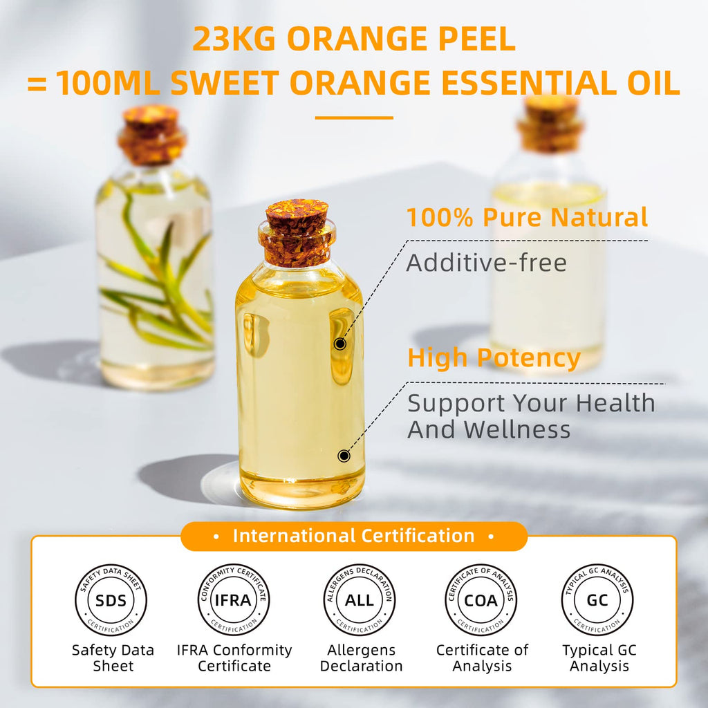 HIQILI 16 Fl Oz Orange Essential Oil, Pure and Natural for Diffuser, Skin - 500ML