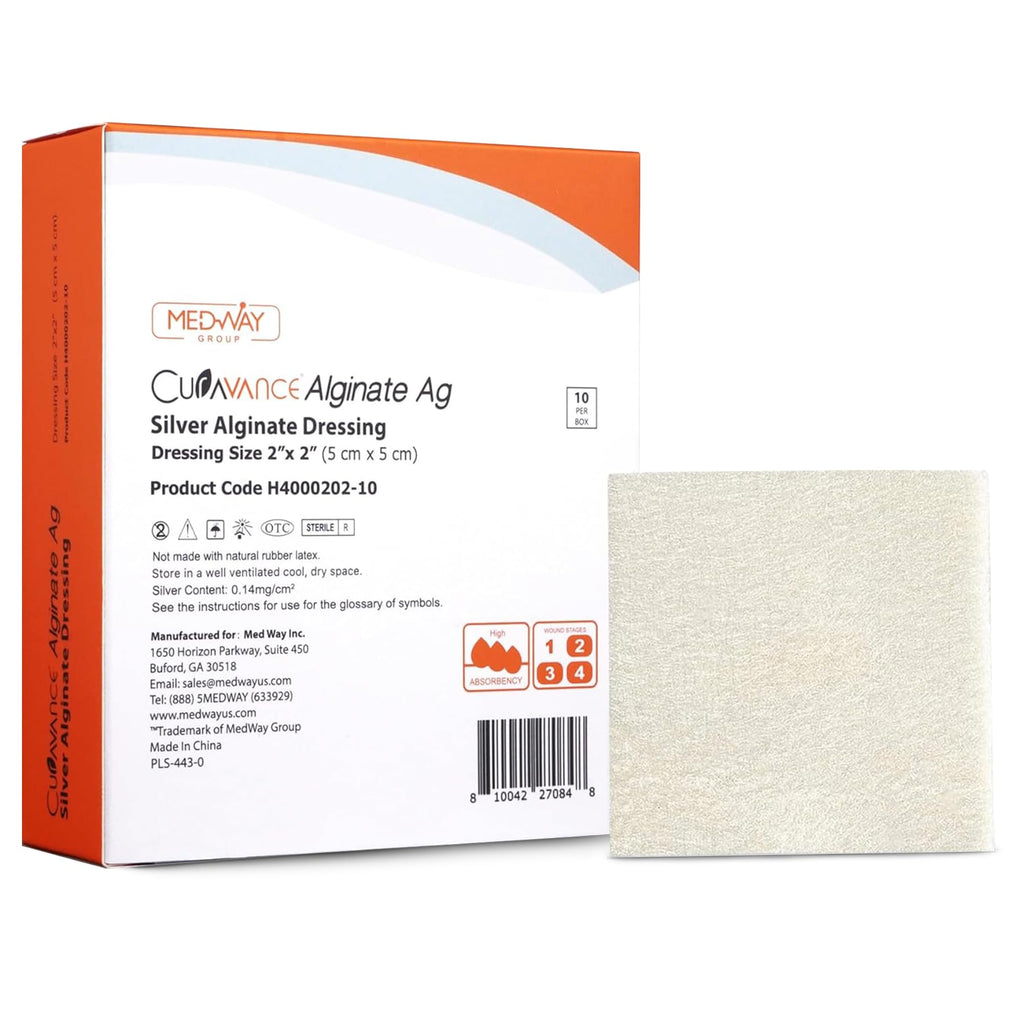 MedVance Silver Calcium Alginate Ag Sterile Highly Absorbent Antibacterial Dressing, (2 x 2) 5 dressings/Box, 5 Count (Pack of 1