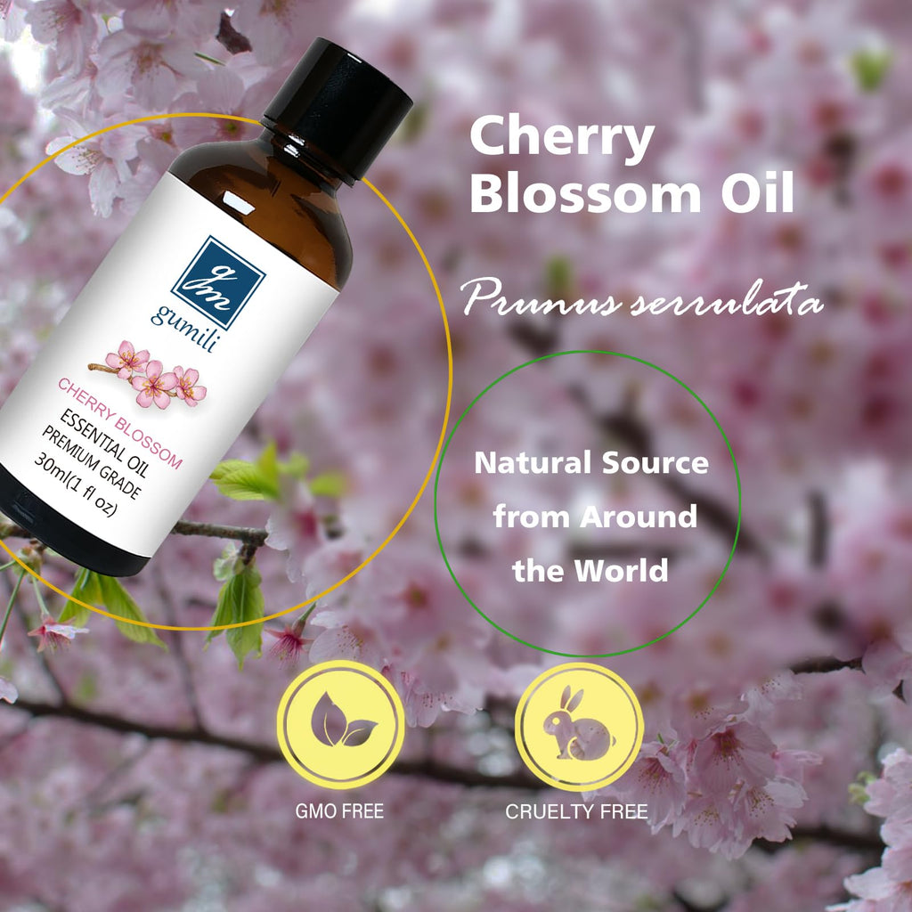 GM Gumili Cherry Blossom Essential Oil, Home Fragrance Oil, Scent Oil for Candle Making, Soap, Dryer Balls, Diffusers, Laundry,