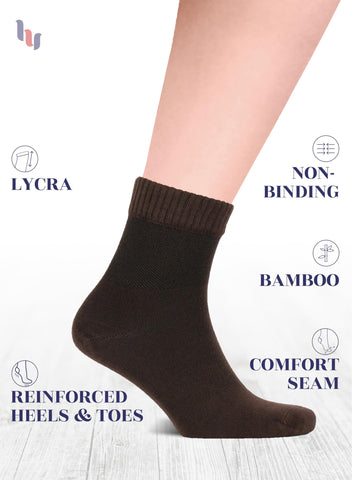Hugh Ugoli Diabetic Socks for Men, Loose Ankle Socks Bamboo, Extra-Wide, Thin, Seamless Toe and Non-Binding Top, 4 Pairs, Dark B