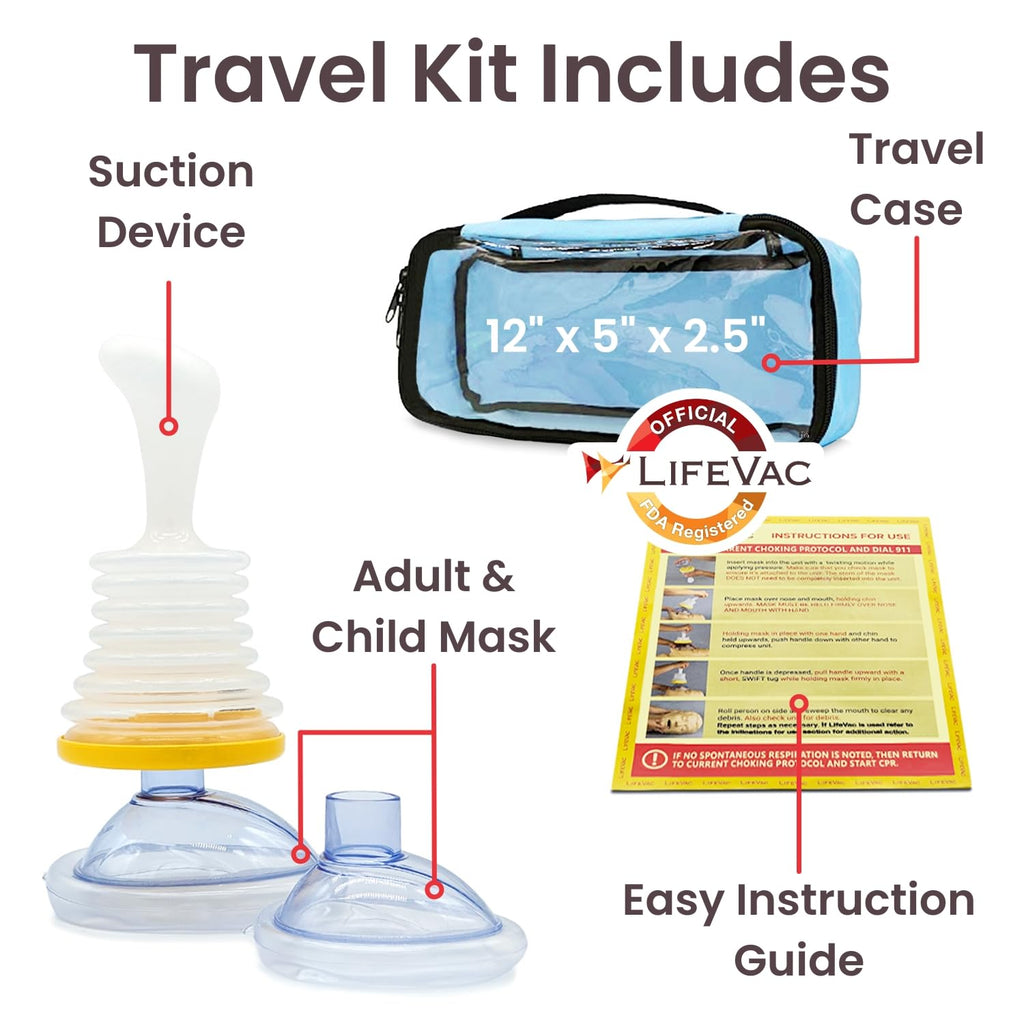 LifeVac Blue Travel Kit - Portable Suction Rescue Device, First Aid Kit for Kids and Adults, Portable Airway Suction Device for
