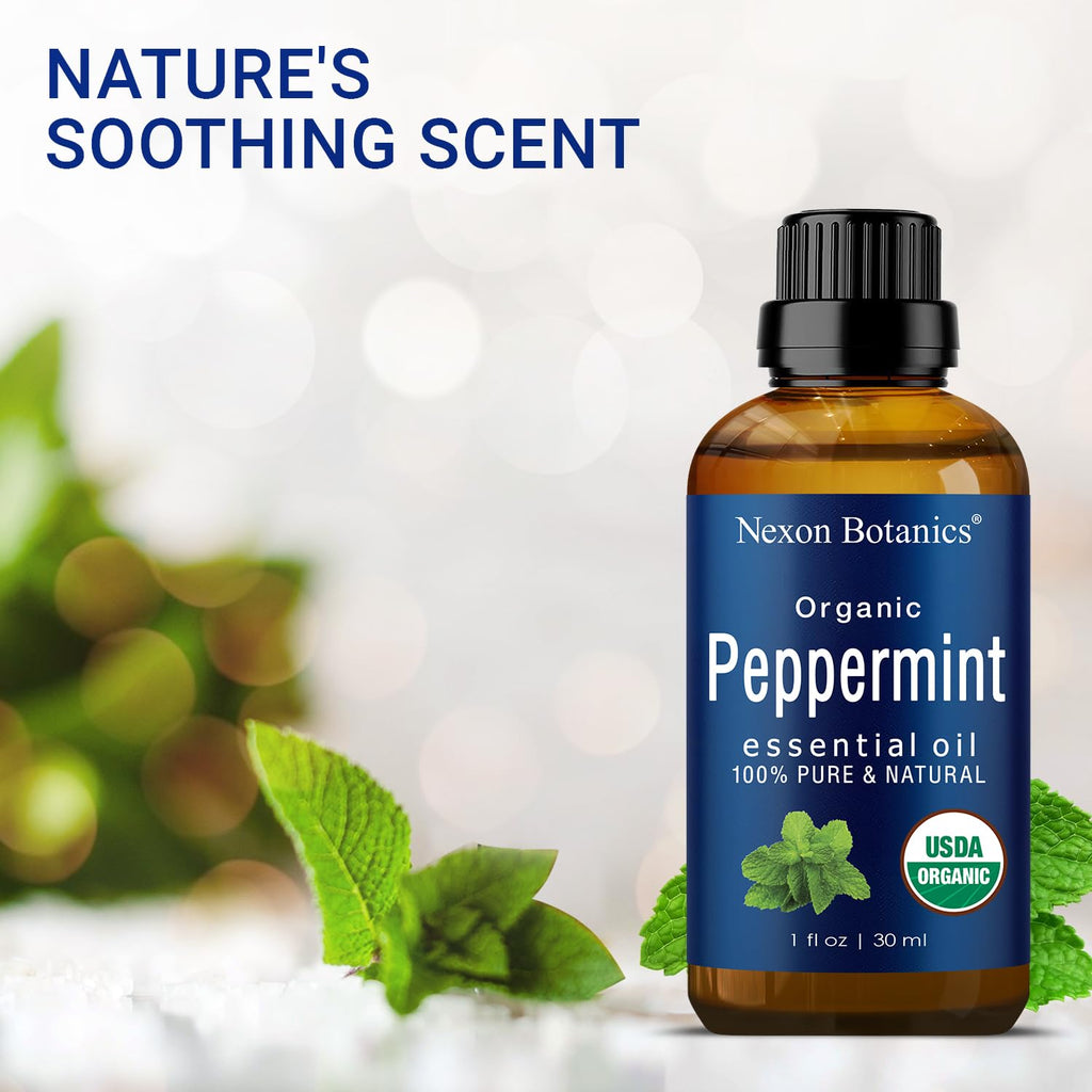 Organic Peppermint Essential Oil 30 ml - 100% Pure Peppermint Oil for Diffuser -Natural, Undiluted Menthol Oil for Hair Care - M