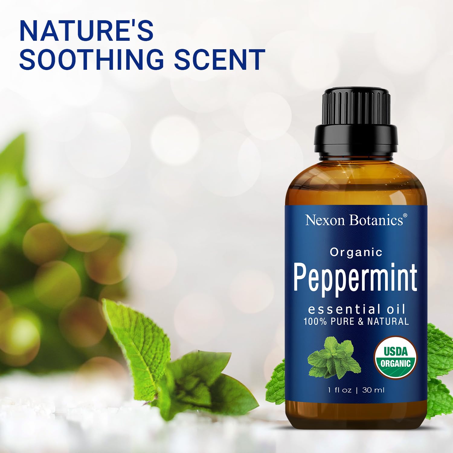 Organic Peppermint Essential Oil 30 ml - 100% Pure Peppermint Oil for Diffuser -Natural, Undiluted Menthol Oil for Hair Care - M