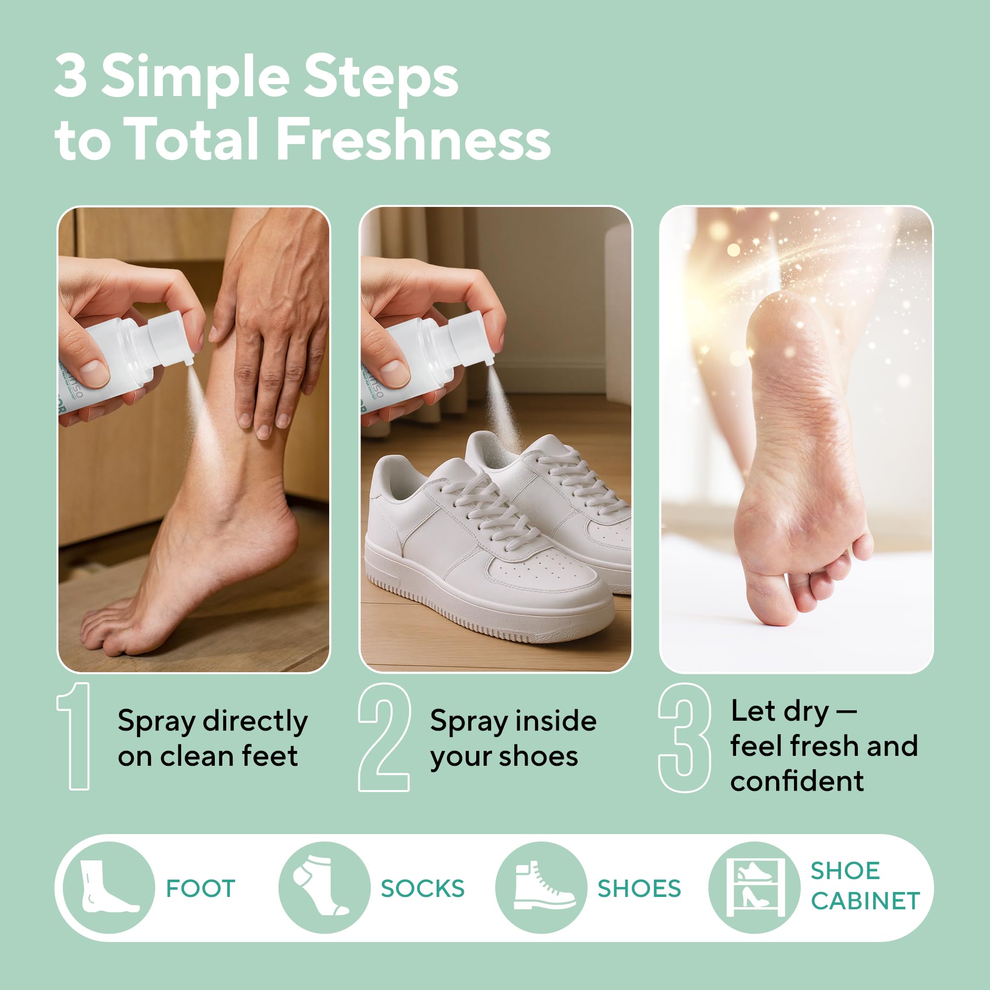 Lavinso Athletes Foot Care Spray with Tea Tree Oil - Shoe Deodorizer & Foot Odor Eliminator for Smelly Feet - Deodorant with Nat