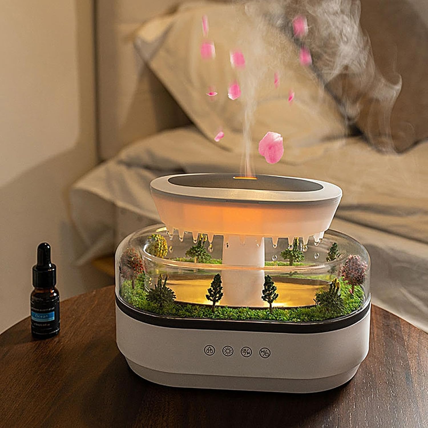 White Noise Zen Raining Cloud Night Light Aromatherapy Essential Oil Diffuser Micro Humidifier Desk Fountain Bedside Sleeping Re
