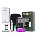 OKRA PRO Blood Sugar Monitor Kit - 5s Fast Glucose Results, No Coding, Strip Ejection, App for Tracking, 25 Test Strips, Home Di