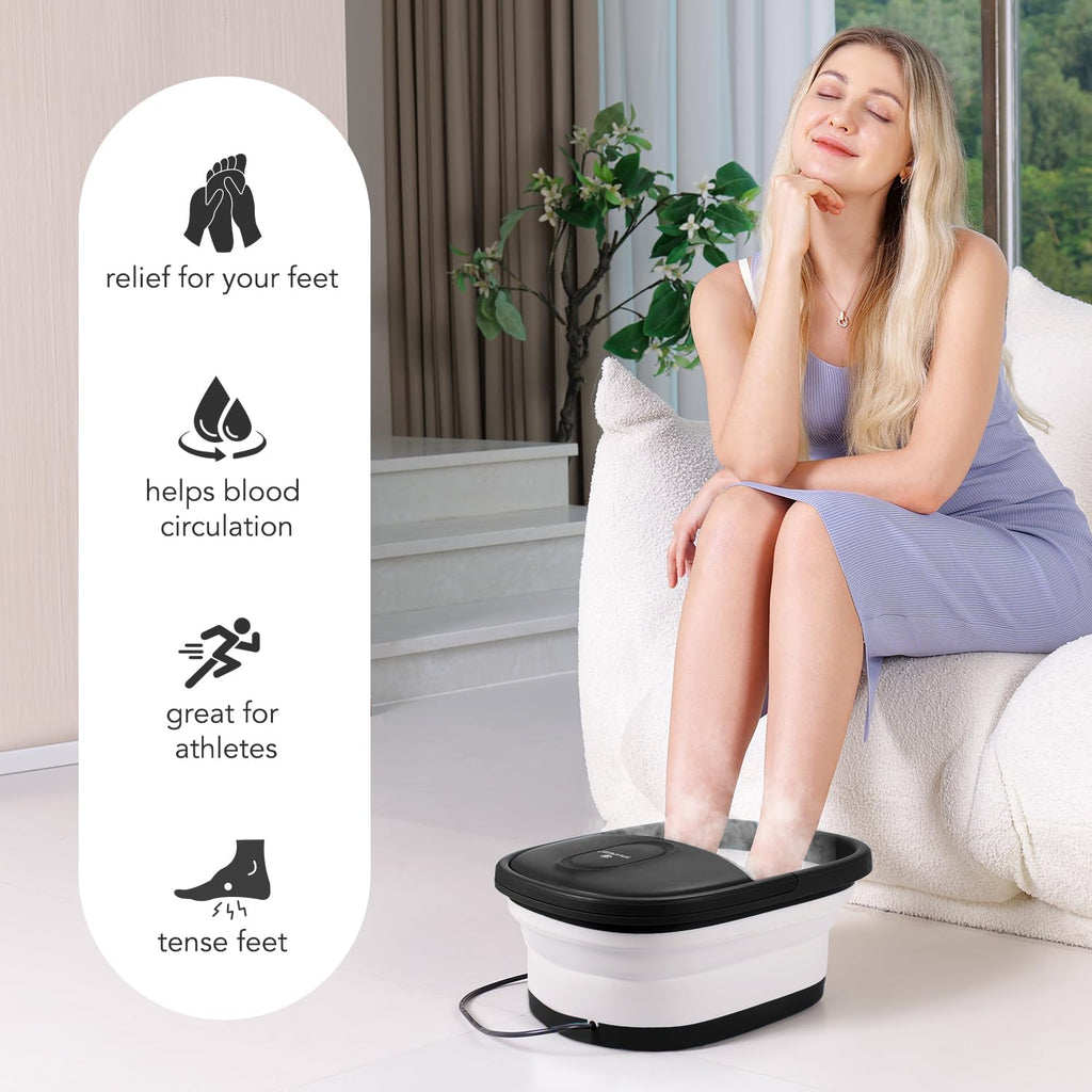 SPA4PIEDS 2025 Collapsible Foot Spa Bath with Massage Roller and Jets, Red Light, Pedicure Tool, Feet Soaking Tub for Stress Rel