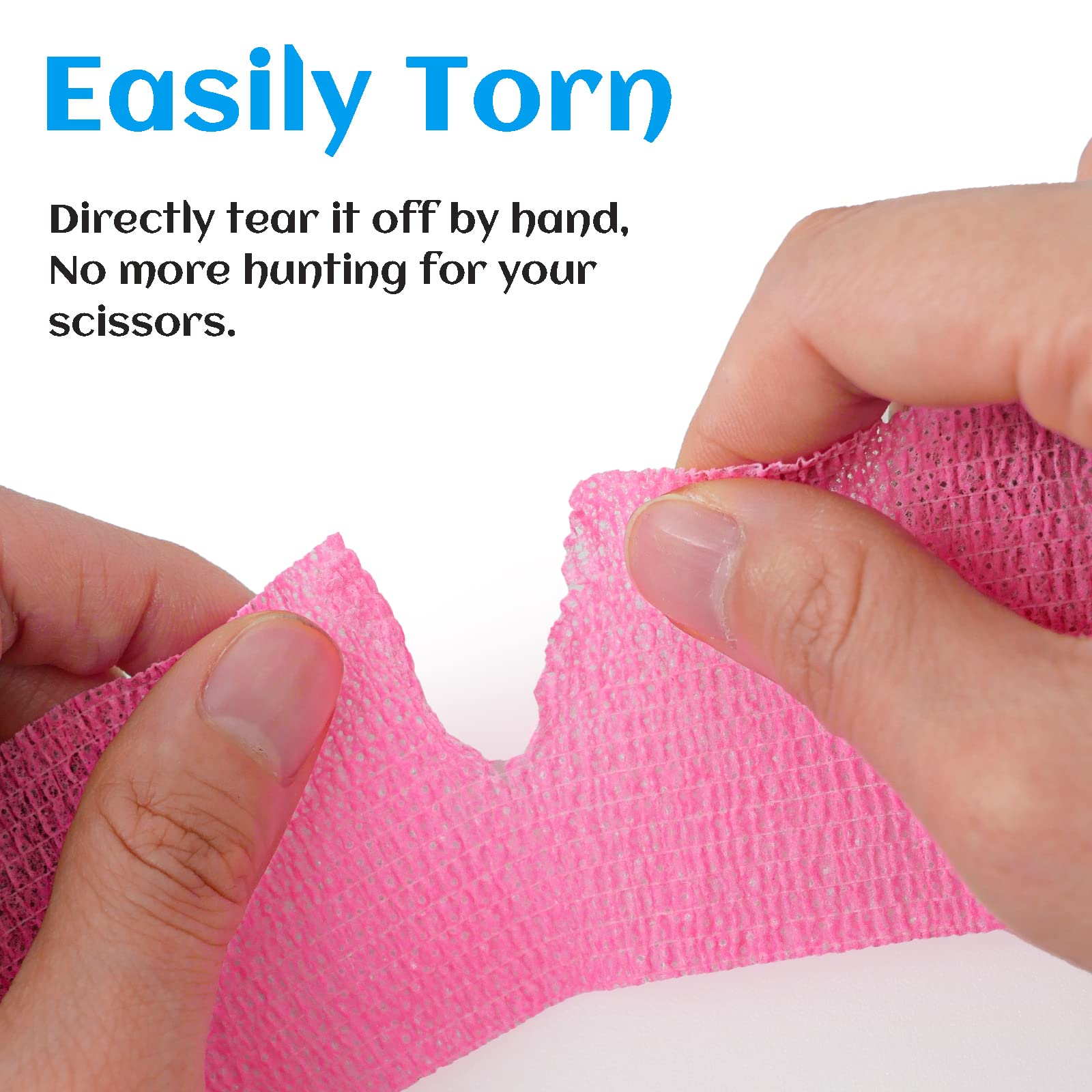 24 Rolls Pink Elastic Self Adhesive Bandage Wrap, Breathable Flexible Fabric Non Woven Cohesive Bandage, Ankle Sprains Swelling