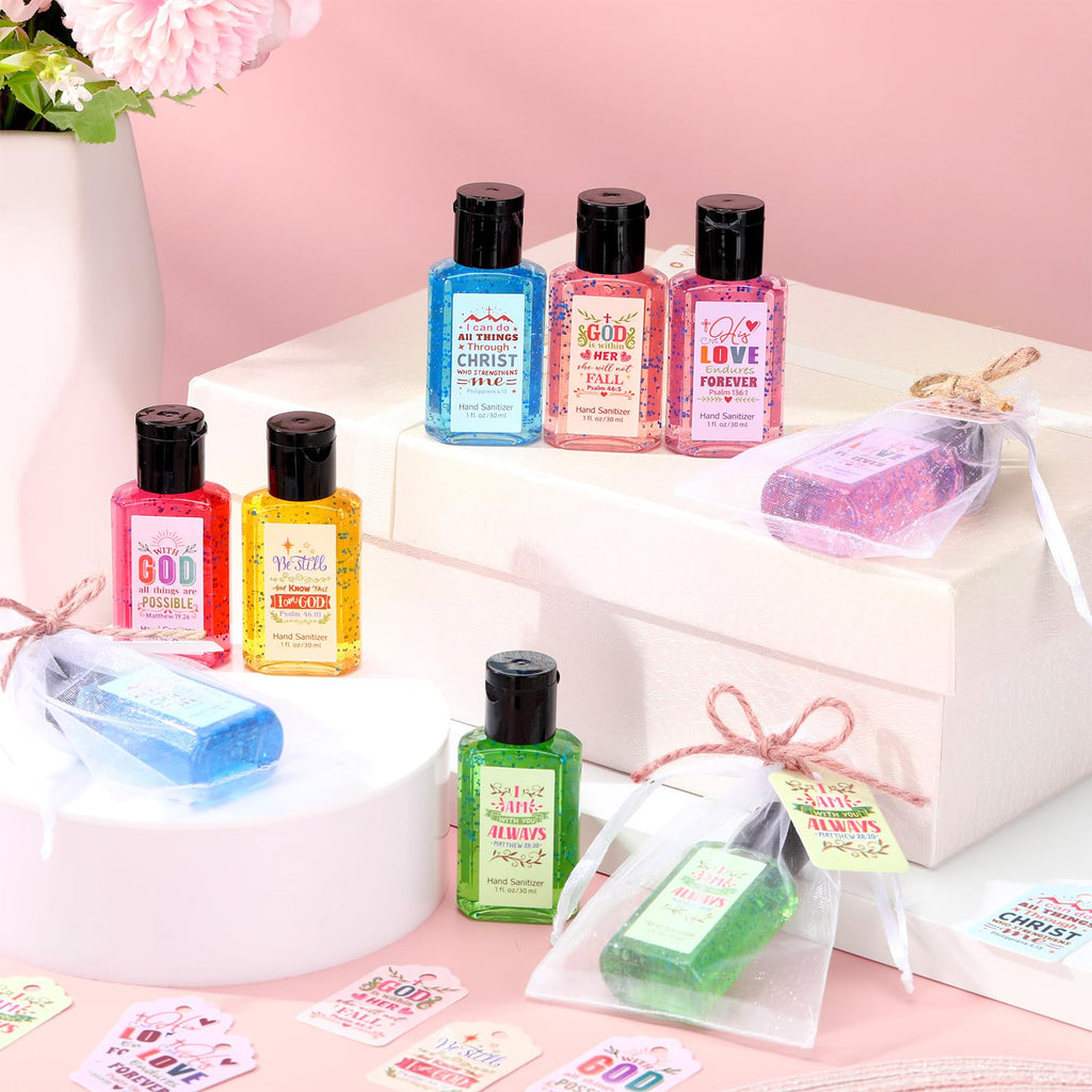 Frienda 24 Sets Bible Verse Hand Sanitizer Bulk Gift Set Christian Mini Travel Size Hand Sanitizers Small Religious Church Favor