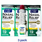 FamilyCare Nasal Relief Spray, Pump Mist, Anti-drip, Severe Congestion, (Oxymetazoline HCI) 12 Hours, 3 Pack