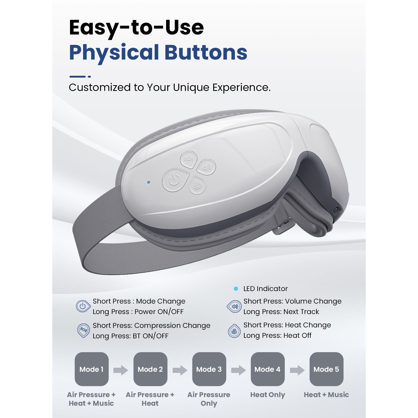 BOB AND BRAD Eye Massager FSA/HSA Eligible, EyeOasis 2 - Heated Eye Massager for Migraines with Music, Smart Eye Mask Massager R