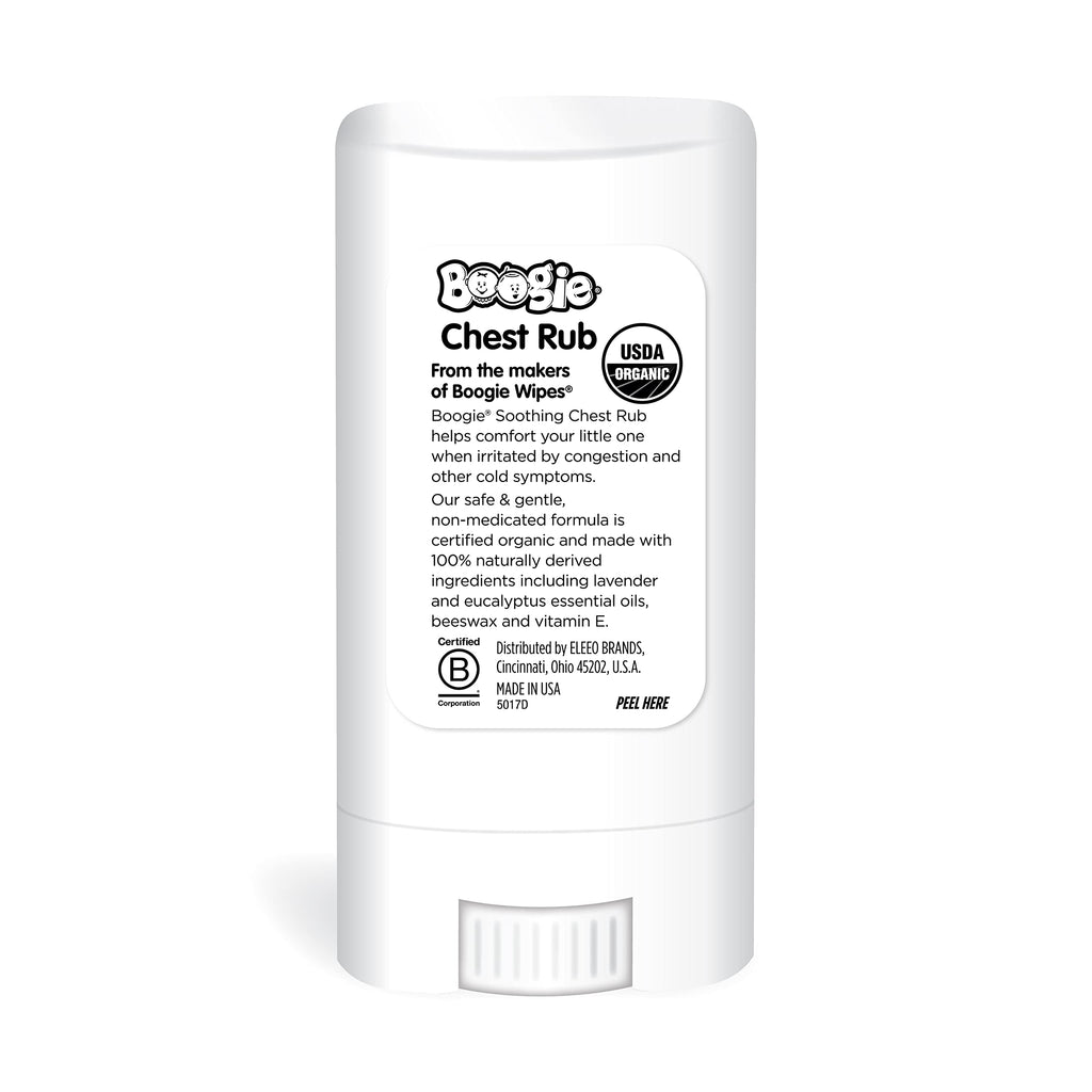 Boogie Chest Rub Stick for Soothing Relief, Petroleum-Free, USDA Organic, Naturally Derived, Soothing Eucalyptus and Lavender, 0