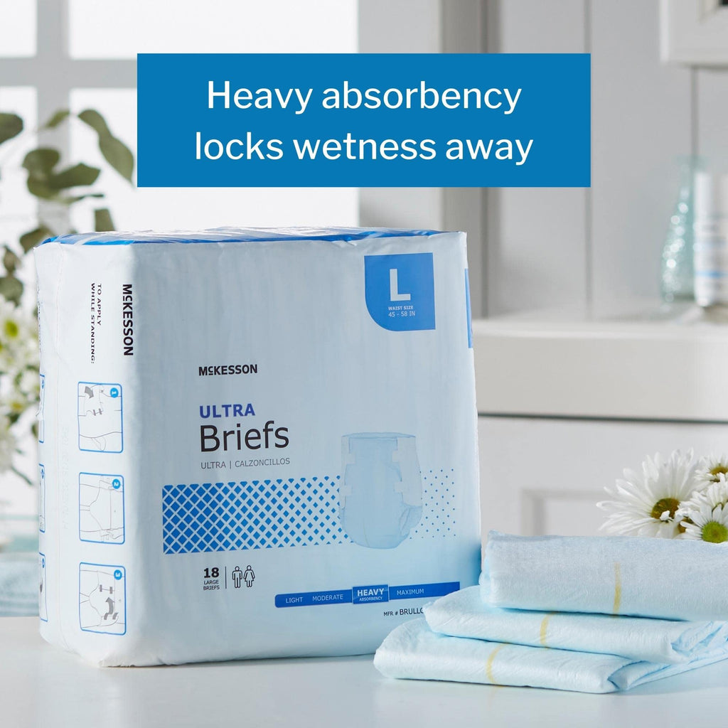 McKesson Ultra Briefs, [72 Count], Size L, 45-58 in. Incontinence Adult Diapers, Heavy Absorbency, Unisex, Disposable, Elastic L