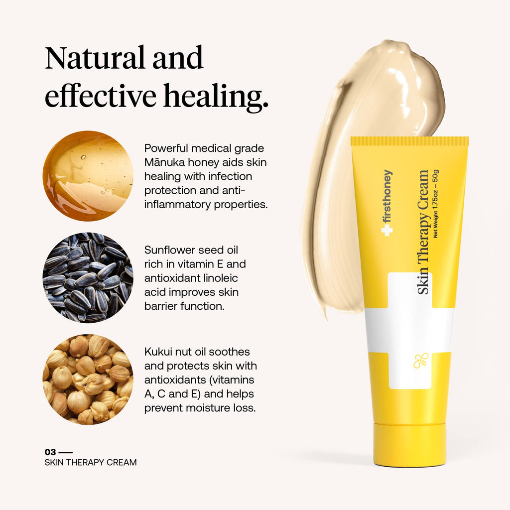 First Honey Manuka Honey Cream for Dry & Itchy Skin | Fast Relief for Eczema, Rosacea, Psoriasis, & Dermatitis | Natural & No Fi
