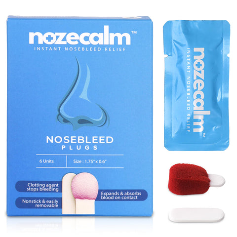NozeCalm Nose Bleed Stopper - 6 Count - Fast Relief for Kids and Adults - Bloody Nose Stoppers with Clotting Agent - Hypoallerge