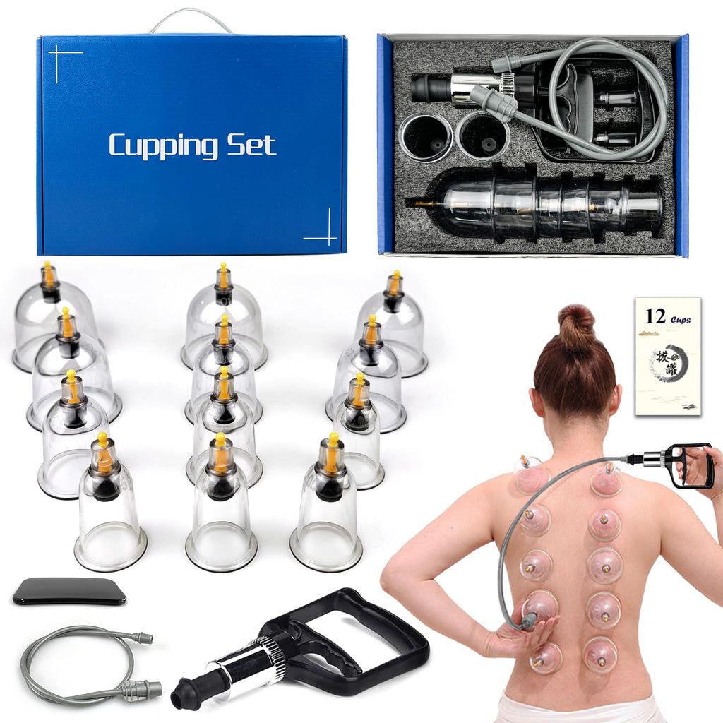 DEFUNX Cupping Therapy Set,12 Therapy Cups Cupping Set with Pump, Professional Chinese Cupping Therapy Sets Hijama Cupping Massa