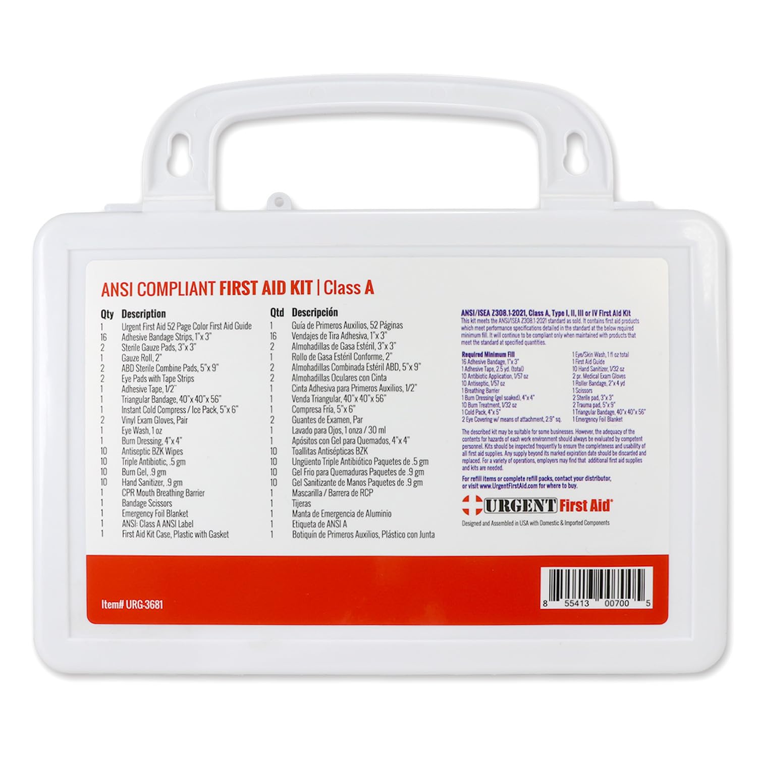 OSHA & ANSI First Aid Kit, 25 Person, 79 Pieces, Indoor/Outdoor Emergency Kit for Office, Home or Car, ANSI 2021 Class A, Plasti