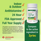Glenmark Therapeutics 24-Hour Allergy Medicine, Cetirizine HCl USP, Antihistamine for Pollen, Hay Fever, Dry, Itchy Eyes, Allerg