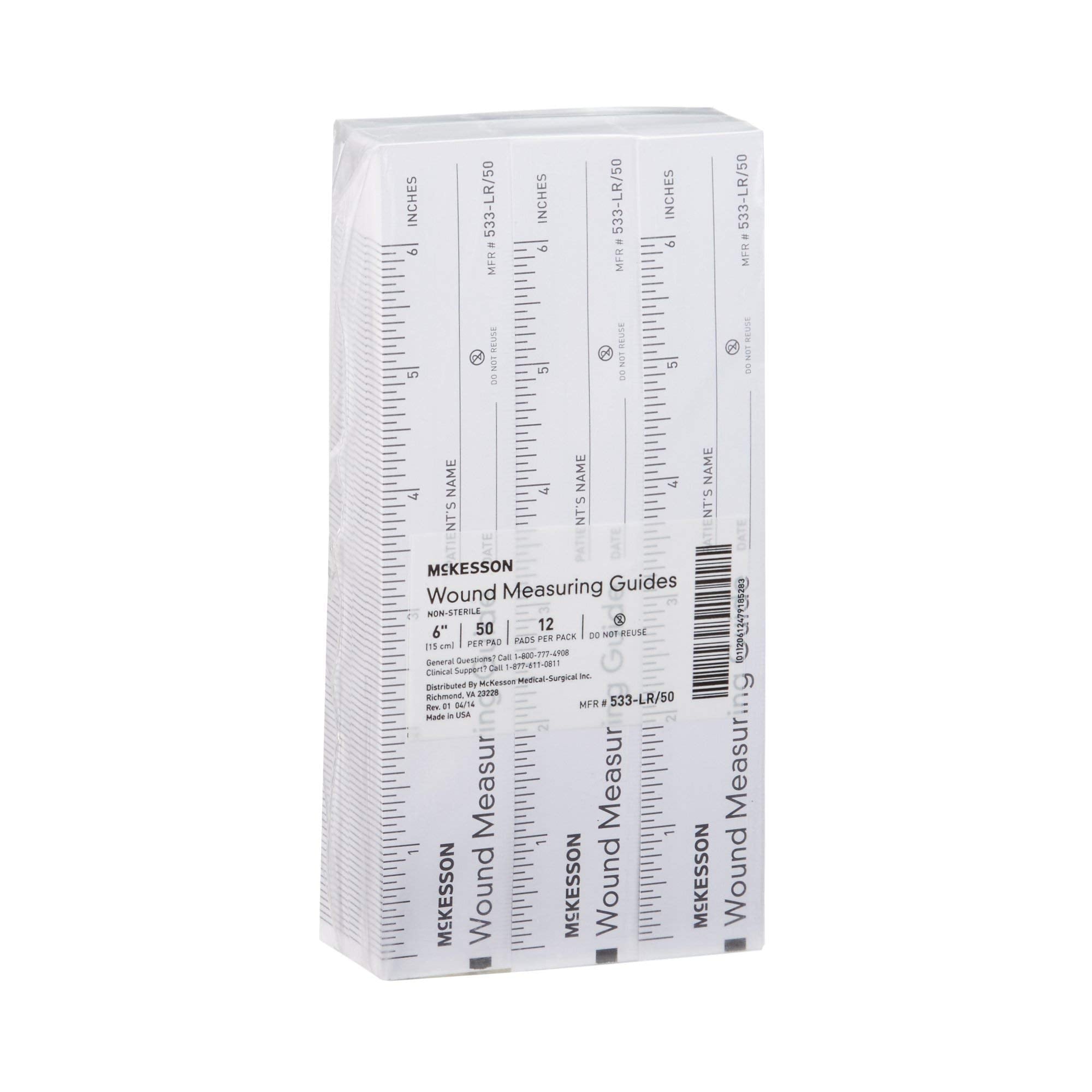 McKesson Wound Measuring Guide Ruler, Non-Sterile, Paper, 6 in, 50 count