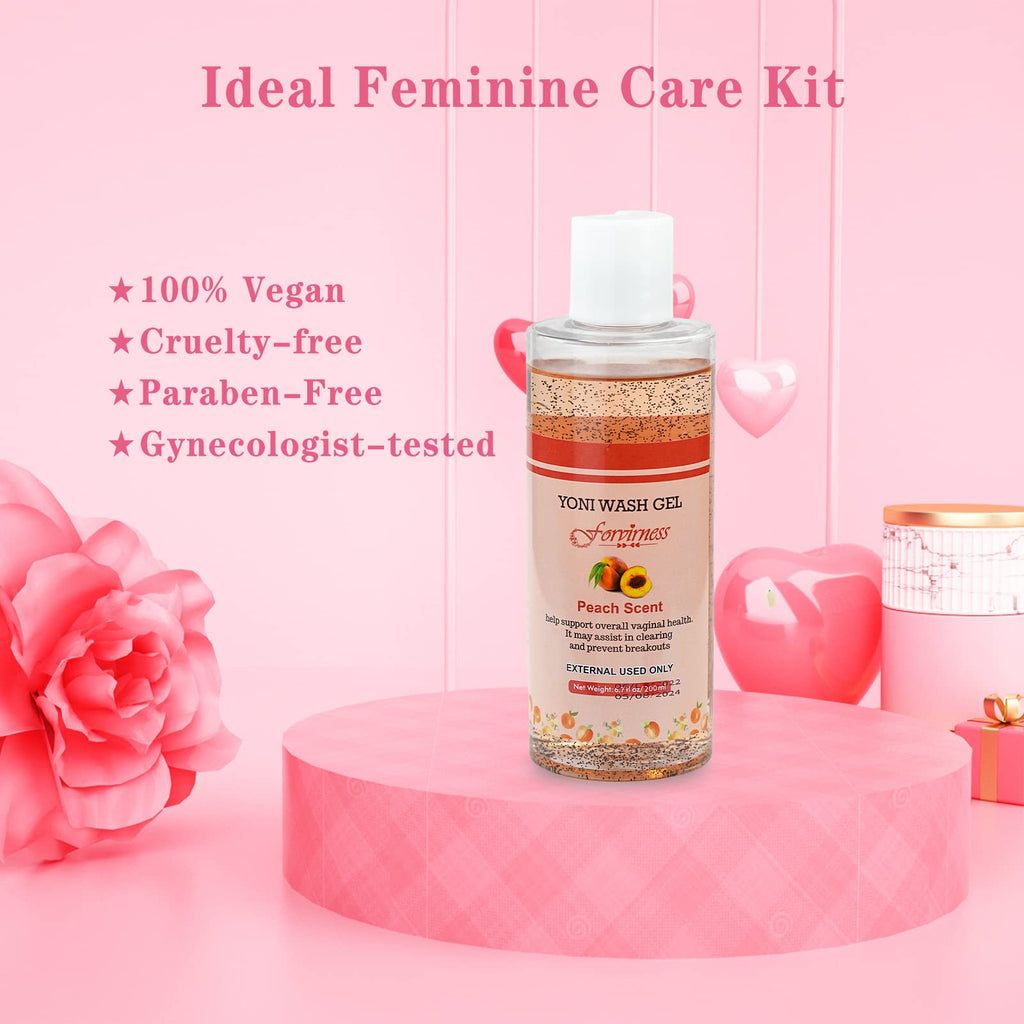 Forvirness Feminine Wash for Women pH Balance, Vaginal Wash Peach Yoni Wash with Coconut Oil, Aloe Vera Extract, 6.7 fl.oz Intim