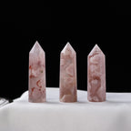 Runyangshi Natural Healing Crystals Cherry Blossom Agate Wands 2-2.4 Cherry Agate Single Point Healing Crystal Tower 6 Faceted R