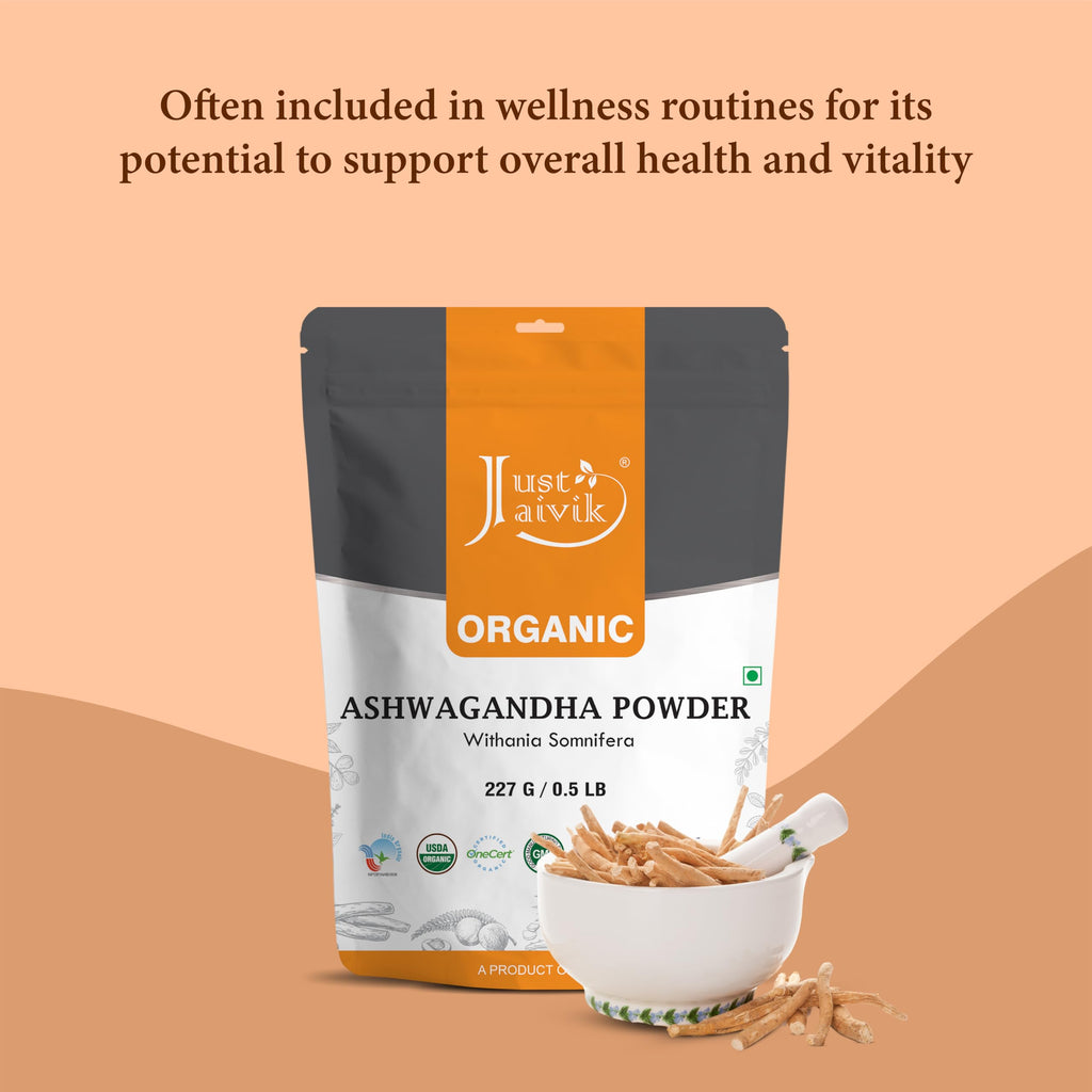 100% Organic Ashwagandha Powder- Withania Somnifera- USDA Certified Organic- 227g (0.5 LB) 8 oz - Ayurvedic Herbal Supplement Th