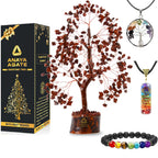 Red Jasper Crystal Trees for Home Decor, Office Desk Decoration, Chakra Healing Crystals and Stone for Positive Energy, Money, G