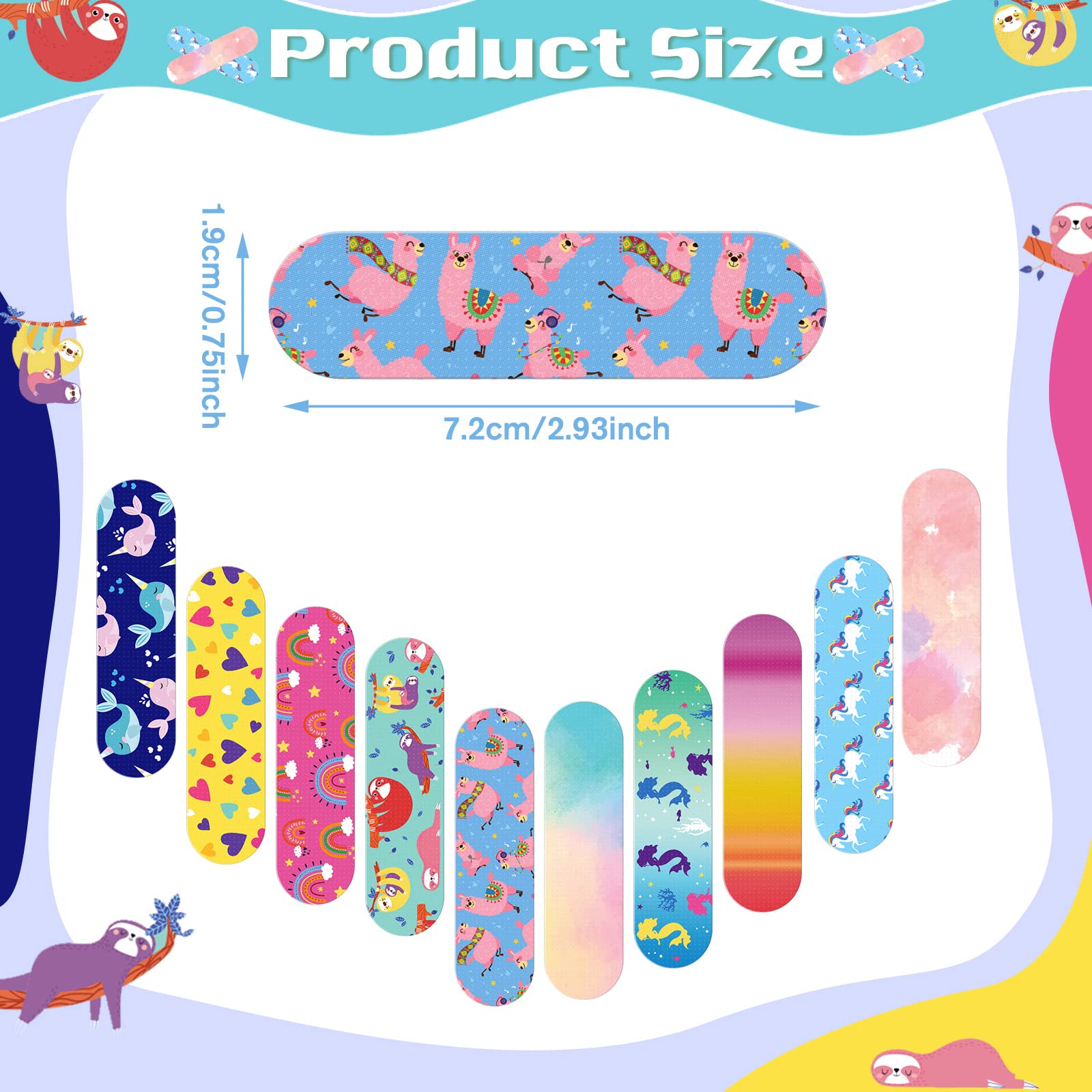 300 Pcs 10 Styles Kids Cartoon Bandages Adhesive Flexible Colorful Cute Bandages Waterproof Breathable Protect Scrapes and Cuts