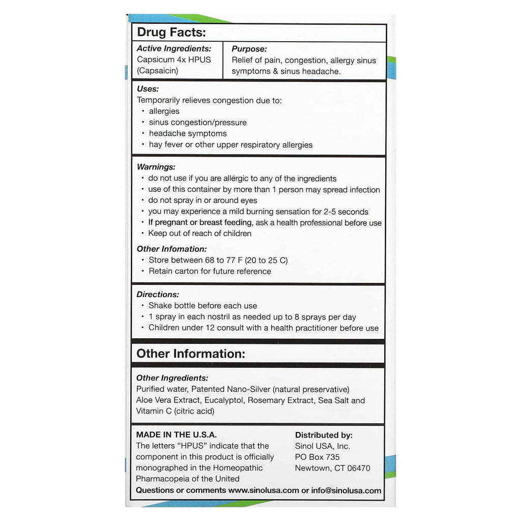 SinolM, All-Natural Nasal Spray, Fast Allergy & Sinus Relief, 15 ml