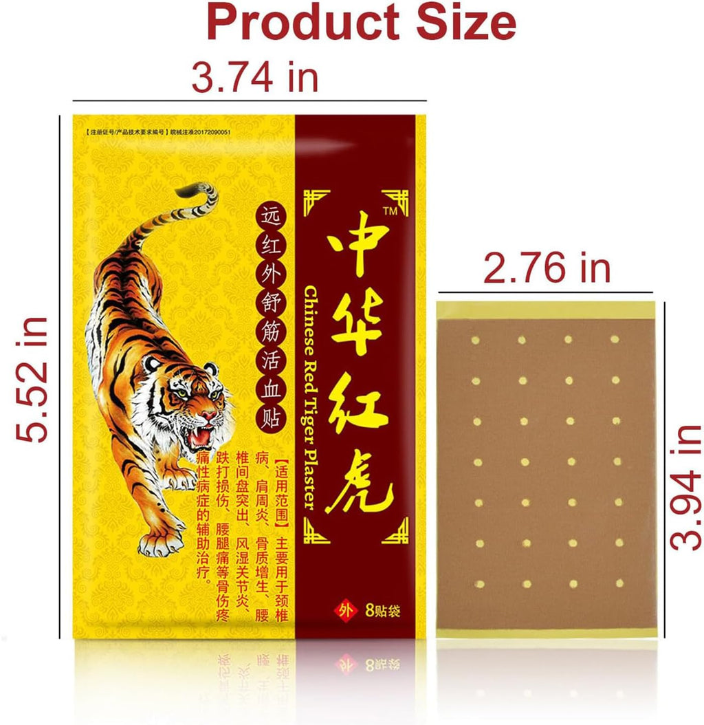 128pcs Tiger Pathes Ultra Strength,Tiger Relieving Patches,Chinese Red Tiger Back Heat Patches Ultra Strength for Muscle Joint o