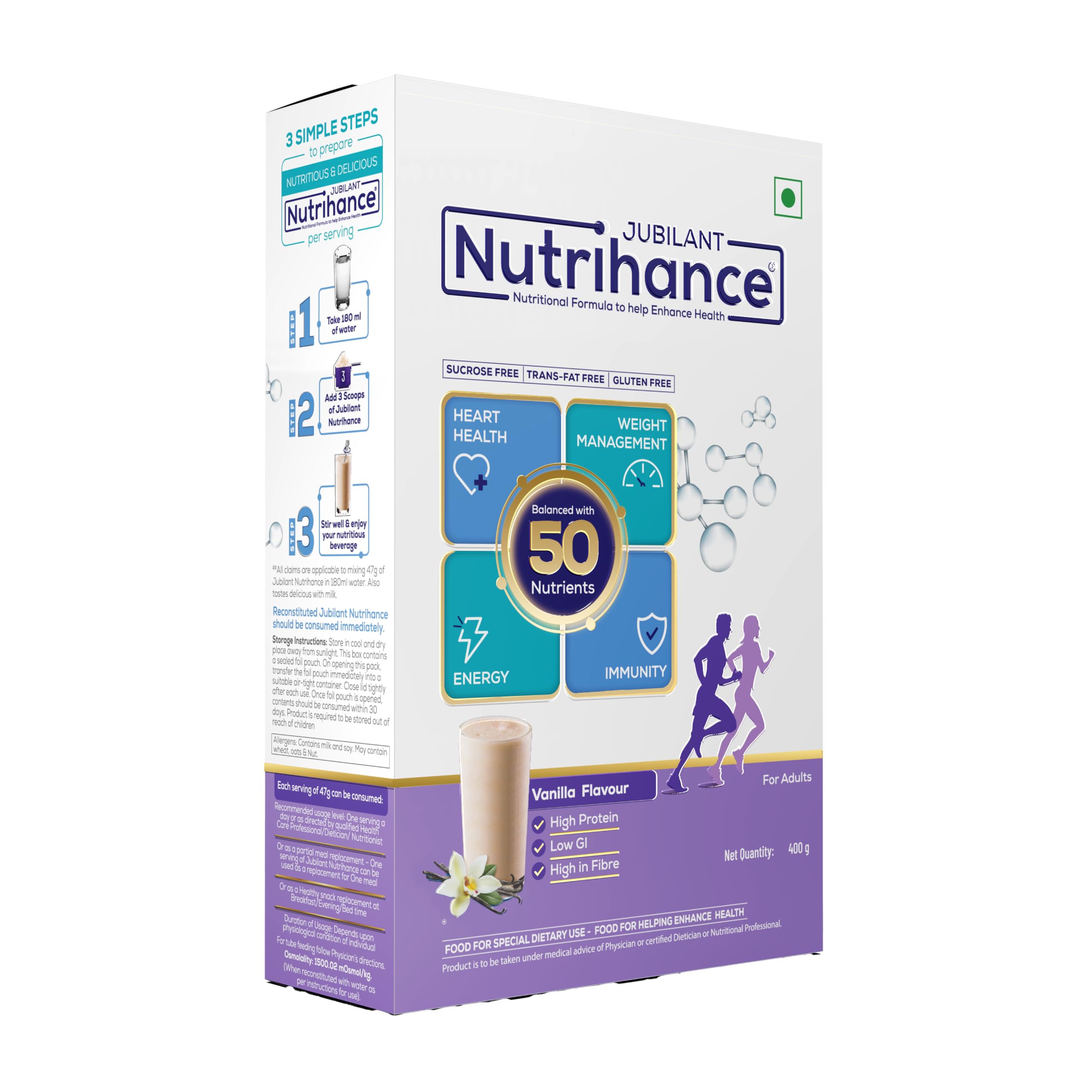 JUBILANT Nutrihance Nutritional Formula Help Enhance Health Vanilla Flavor(400 G Vanillla Flavored)  Powder
