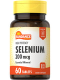Sundance Selenium 200mcg | 60 Tablets | High Potency Formula | Vegetarian, Non-GMO, and Gluten Free Essential Mineral Supplement