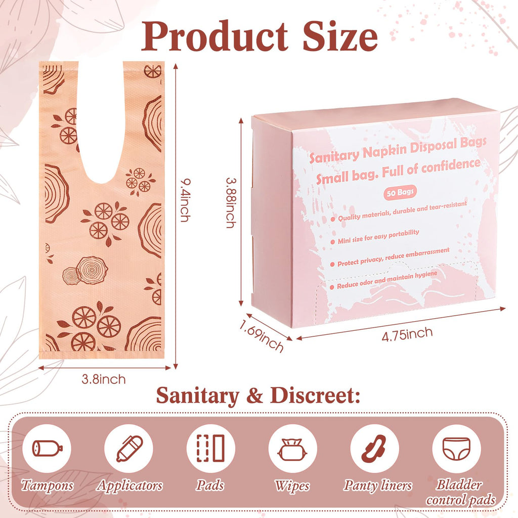 Maitys 200 Pcs Disposable Bags for Sanitary Pads Personal Care Disposal Bags Fragrance Small Discreet Diaper Sacks for Tampons,