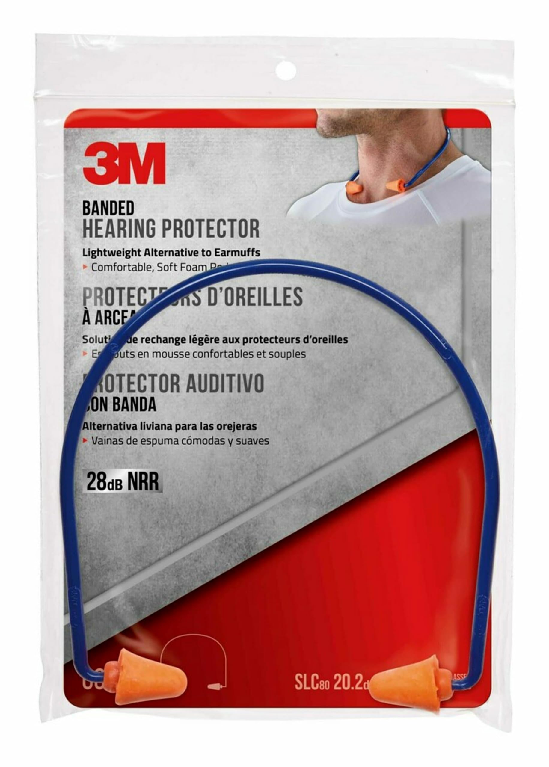 3M Banded Hearing Protector, Noise Reduction Rating (NRR) 28 dB, Lightweight Alternative To Earmuffs, Easy To Insert & Remove, S